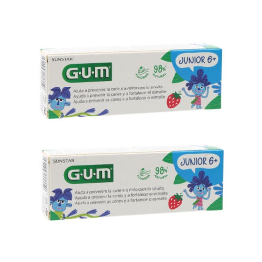Gum Junior 6+ Gel Dentífrico Fresa Duplo 2x50 ml-1