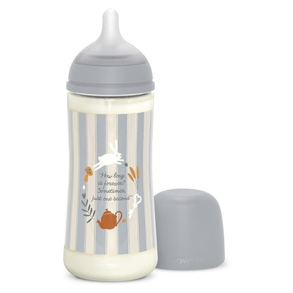 SUAVINEX Biberón Wonderland +6m Silicona SX Pro Fisiológica 360ml Azul Rayas-1