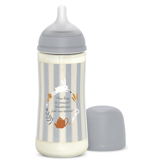 SUAVINEX Biberón Wonderland +6m Silicona SX Pro Fisiológica 360ml Azul Rayas-1