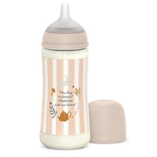 SUAVINEX Biberón Wonderland +6m Silicona SX Pro Fisiológica 360ml Rosa Rayas-1