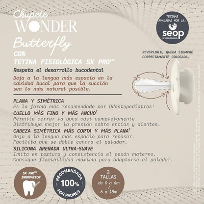 SUAVINEX Chupete SX Pro Silicona Wonder Butterfly Beige Flores 0-6 Meses-4