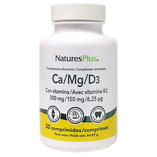 Natures Plus Ca/Mg/D3 + K2 30 Comprimidos