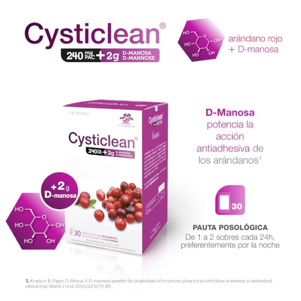CYSTICLEAN 240 mg PAC + D-Manosa 2 g Duplo 2x30 Sobres-2