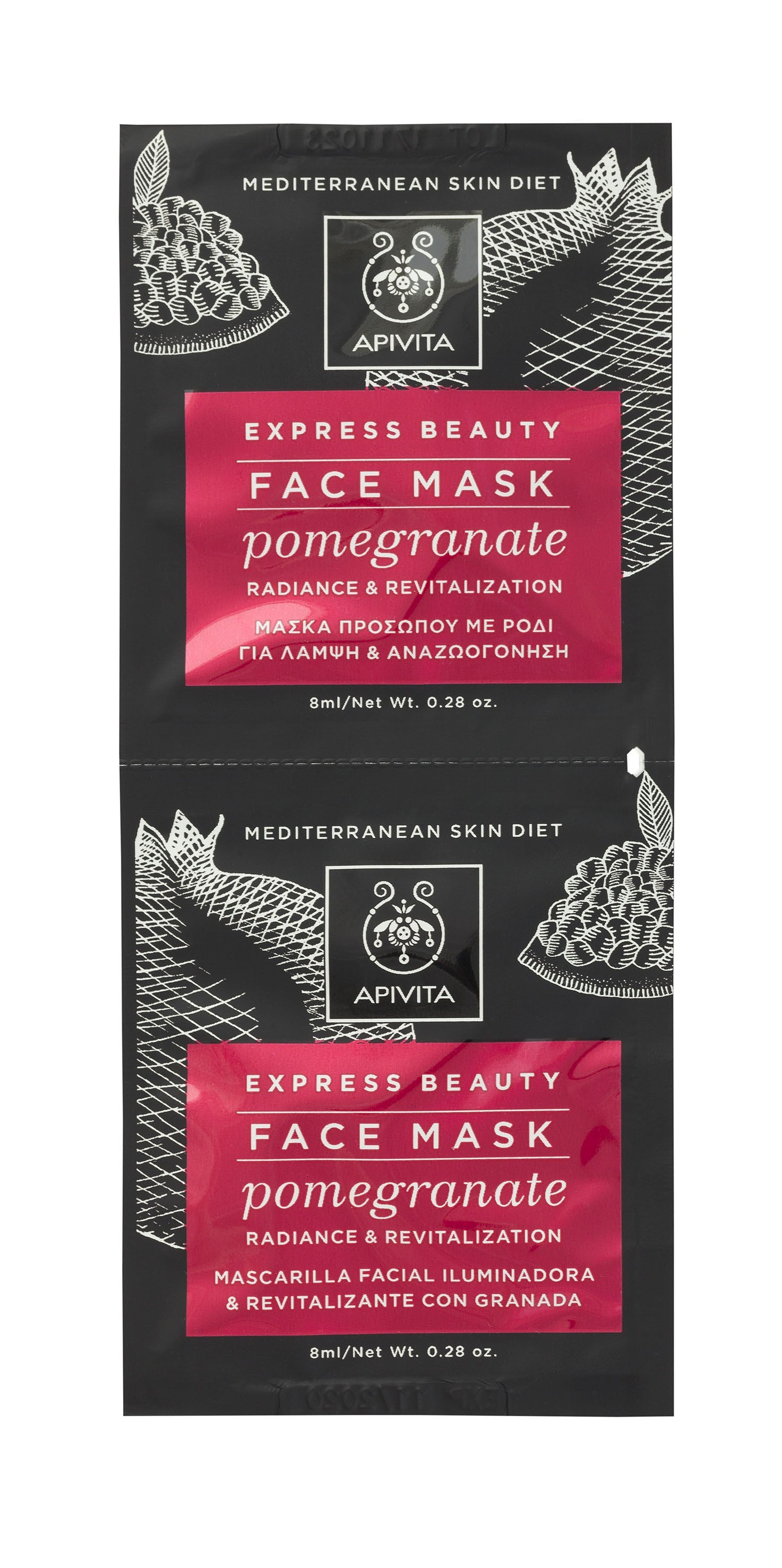 Apivita Mascarilla Facial Iluminadora & Revitalizante Pomegranate 2x8ML-2