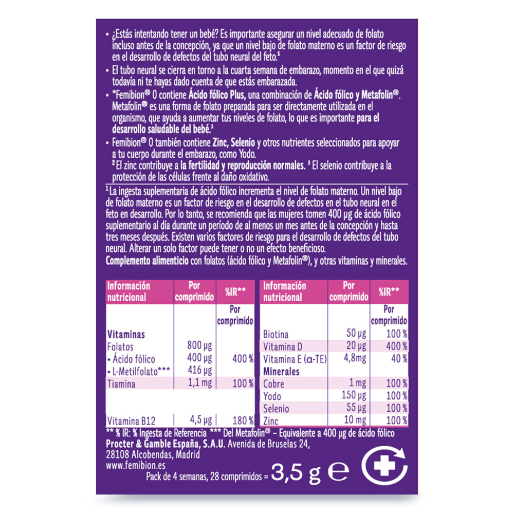 FEMIBION 0 Planificación Embarazo 28 Comprimidos-12