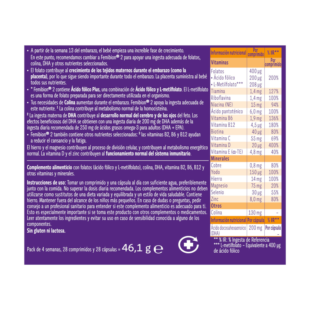 FEMIBION 2 Embarazo Duplo 2x 28 Comprimidos + 28 Cápsulas (8 semanas)-11
