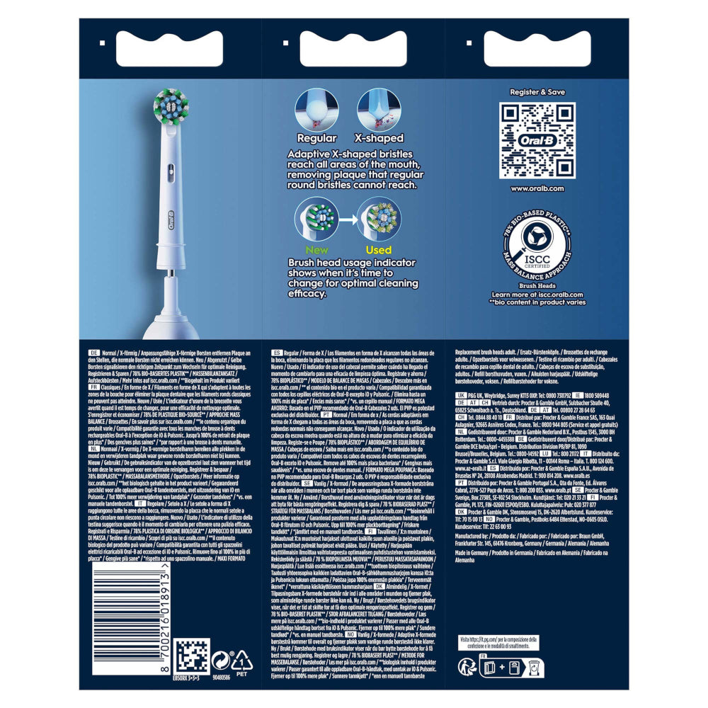 ORAL-B CrossAction Recambio Cepillo de Dientes Eléctrico con CleanMaximiser 9 Cabezales-9