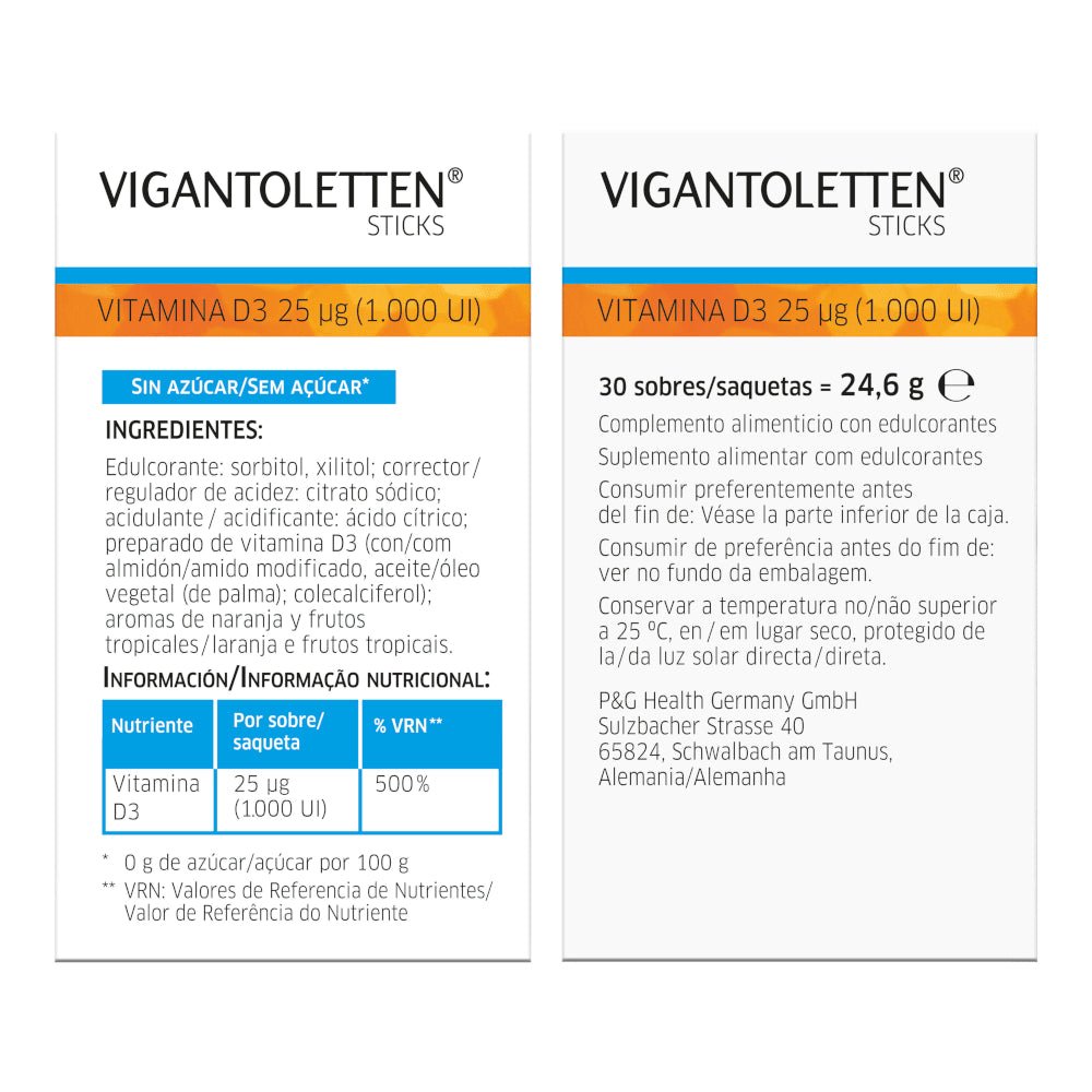 VIGANTOLETTEN Vitamina D3 Sticks Duplo 2x30 Unidades-3