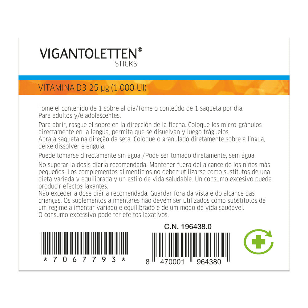 VIGANTOLETTEN Vitamina D3 Sticks Duplo 2x30 Unidades-4