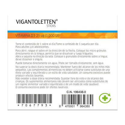 VIGANTOLETTEN Vitamina D3 Sticks Duplo 2x30 Unidades-4