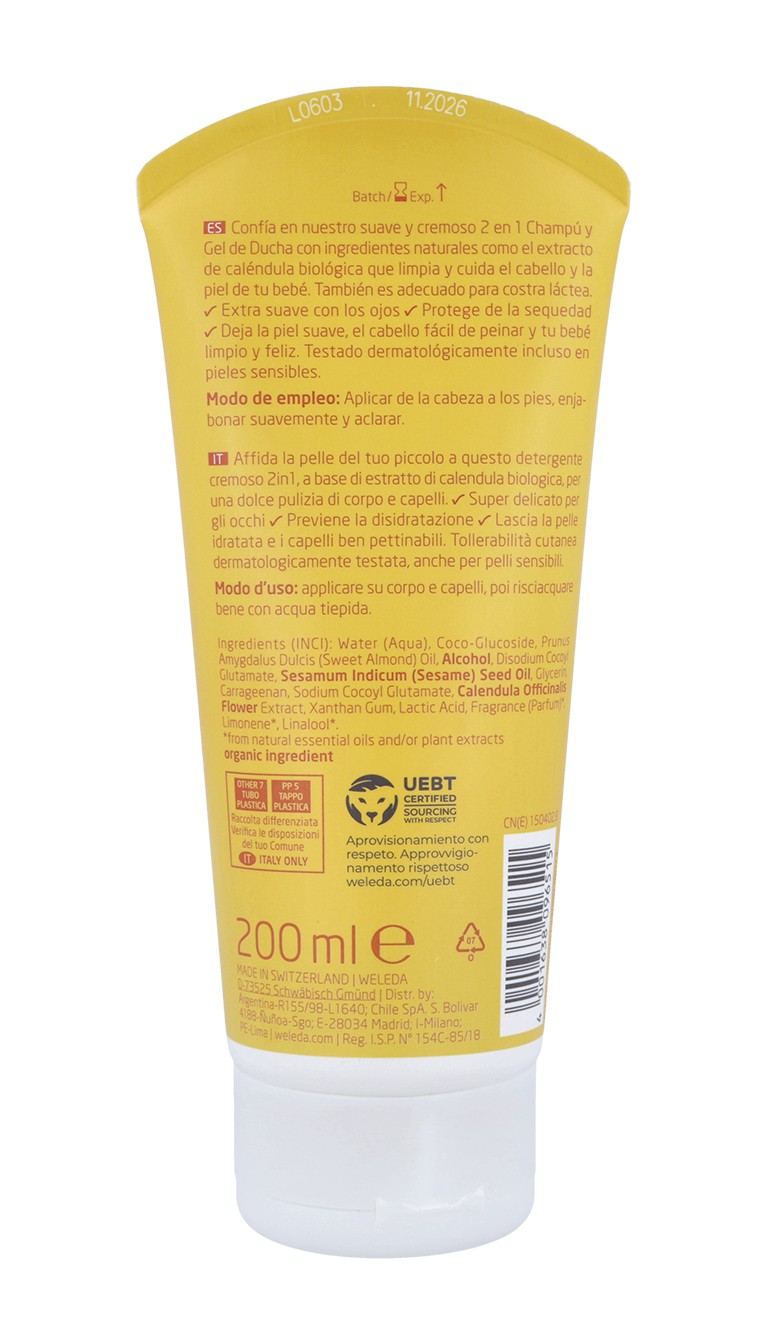 WELEDA Champú y Gel de Ducha 2 en 1 de Caléndula Bebé 200ml-2