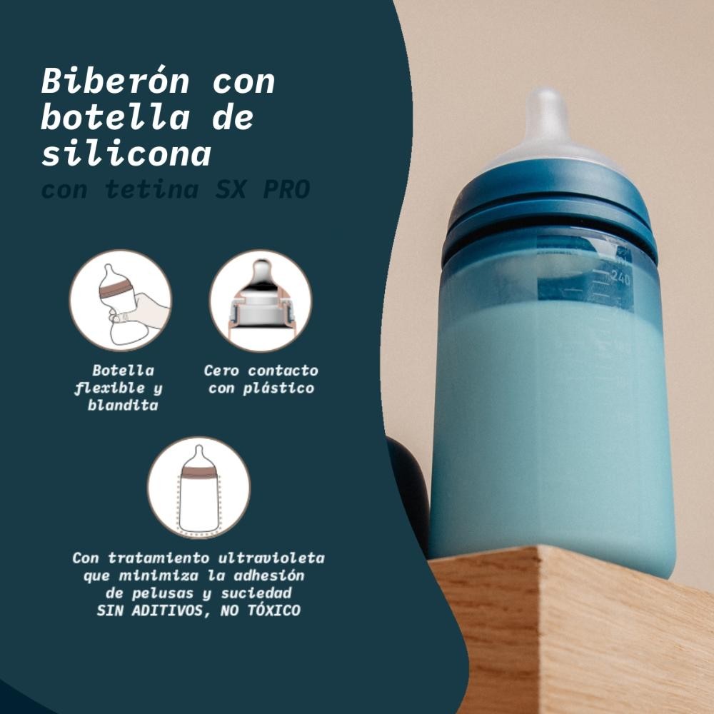 SUAVINEX Biberón Silicona Tetina SX Pro Flujo Medio Beige 240 ml-3