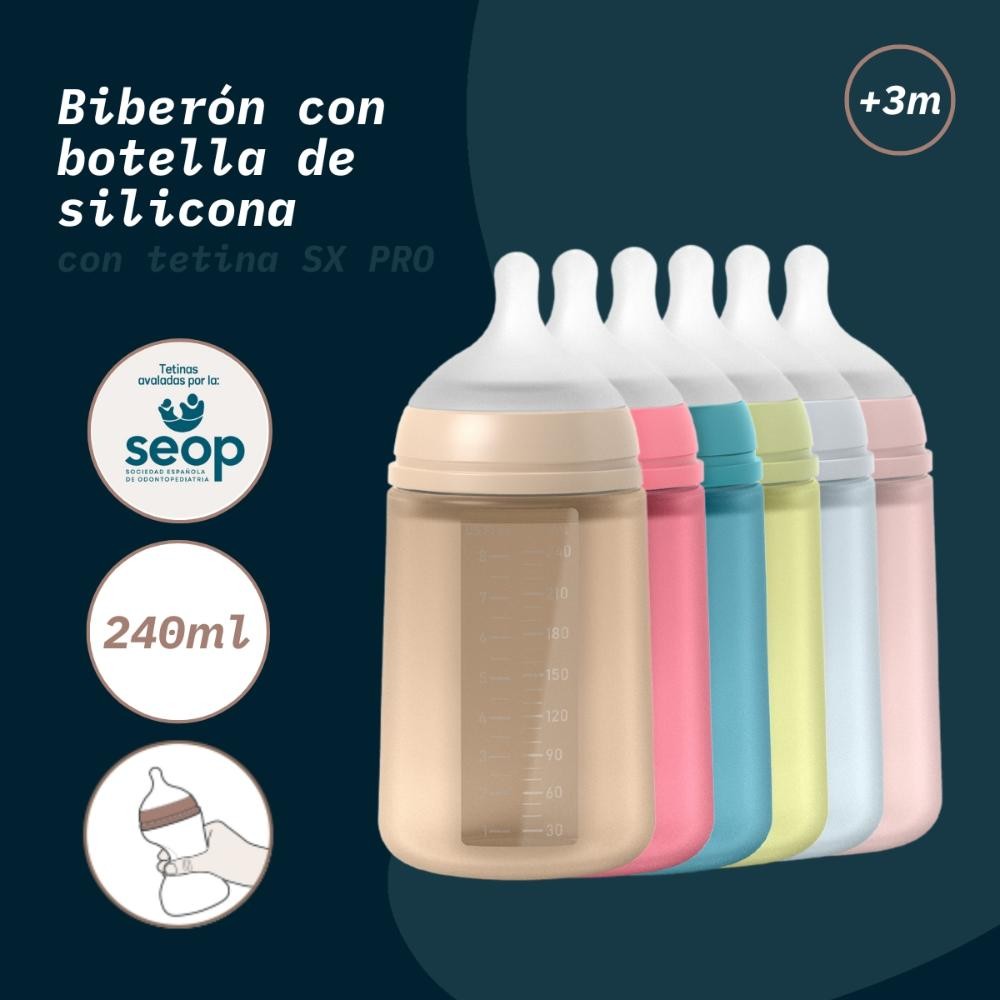 SUAVINEX Biberón Silicona Tetina SX Pro Flujo Medio Beige 240 ml-4