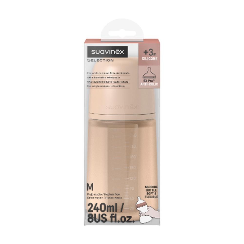 SUAVINEX Biberón Silicona Tetina SX Pro Flujo Medio Beige 240 ml-2