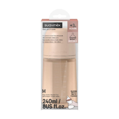 SUAVINEX Biberón Silicona Tetina SX Pro Flujo Medio Beige 240 ml-2