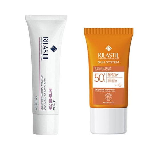 RILASTIL Pack Aqua Intense 72h Gel-Crema 40ml + Sun System 50+ Color 50ml-1