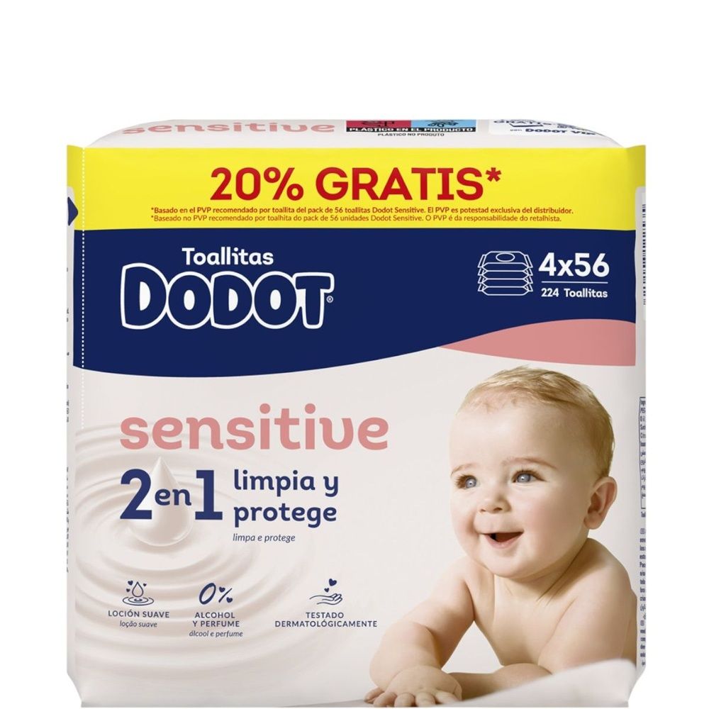 DODOT Toallitas para Bebés Sensitive 4x56 (224 Unidades)
