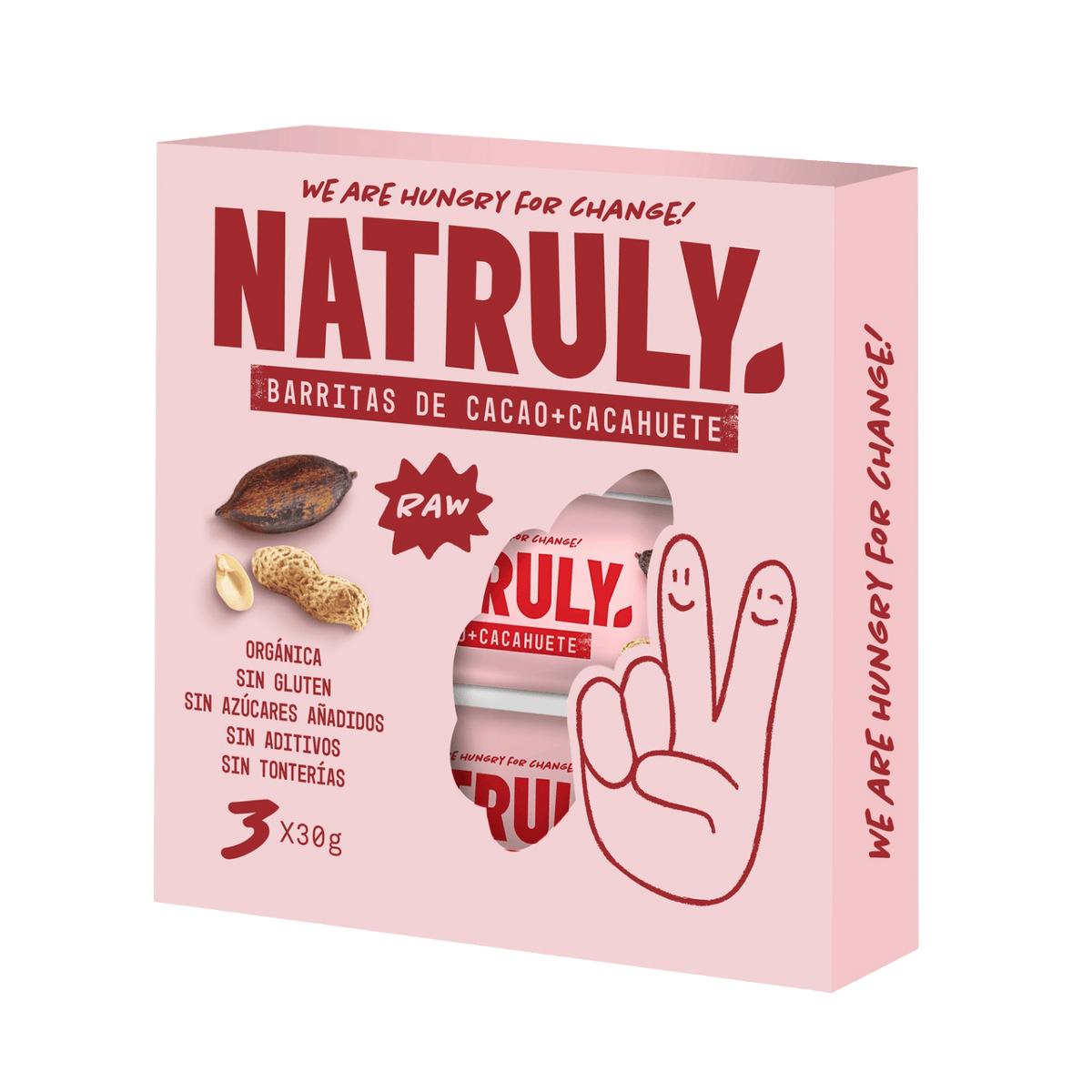Natruly Barrita Raw de Cacao y Cacahuete Pack 3x30g BIO