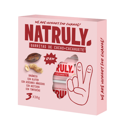 Natruly Barrita Raw de Cacao y Cacahuete Pack 3x30g BIO