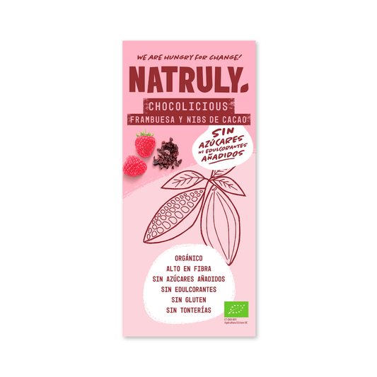 Natruly Tableta Chocolicious chocolate con Frambuesa y nibs de cacao BIO 85g