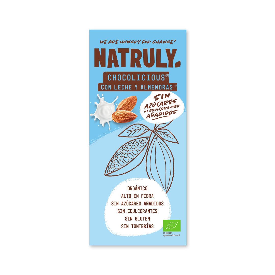 Natruly Tableta Chocolicious chocolate con Leche con Almendra BIO 85g