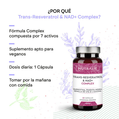 Nutralie Trans Resveratrol y NAD+ Complex 60 Cápsulas
