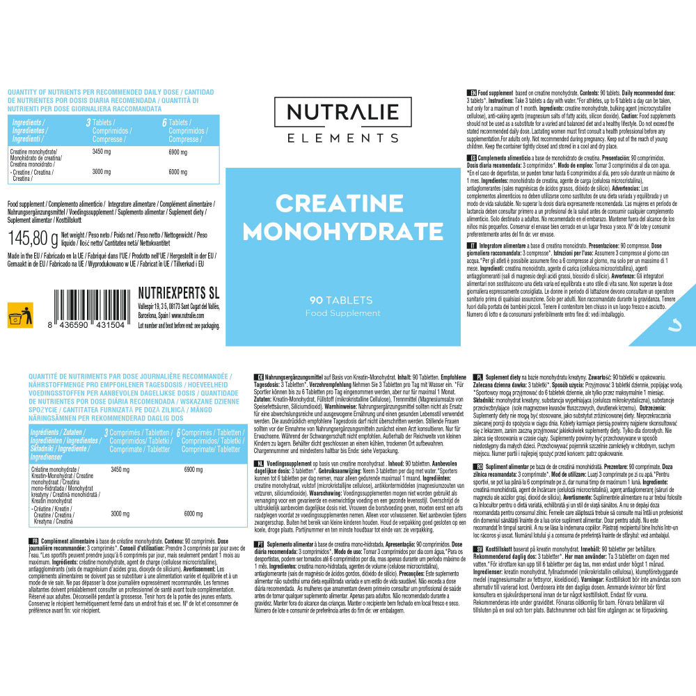 Nutralie Creatina Monohidratada 6000mg 90 Comprimidos