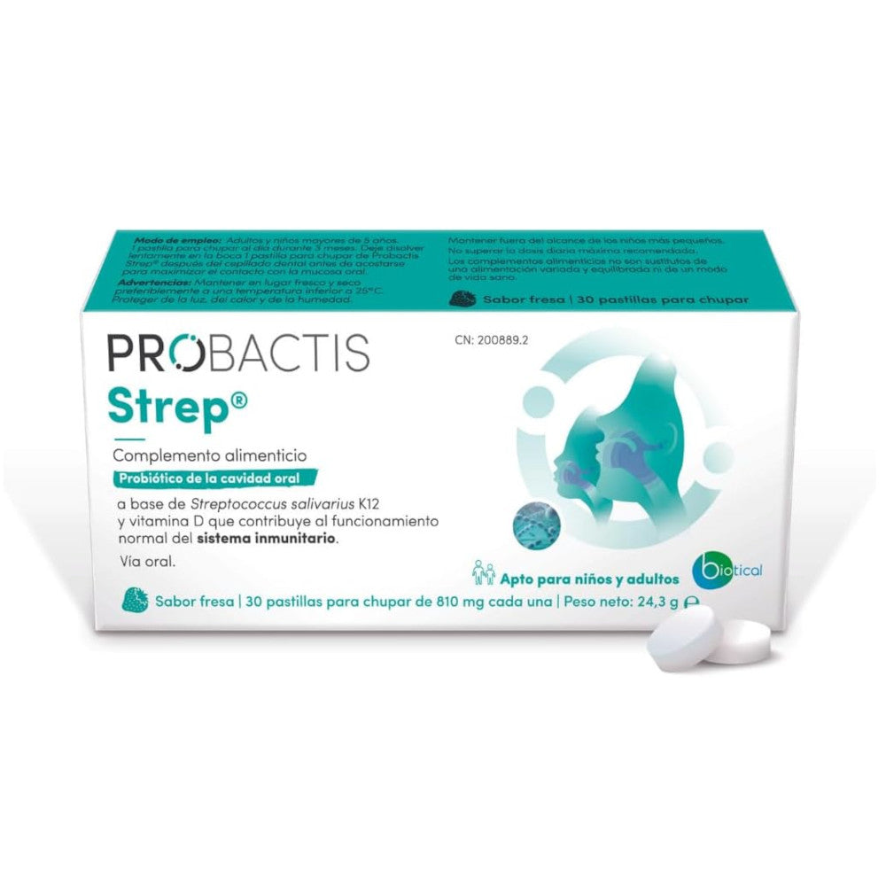 Probactis Strep Pastilhas para Chupar Morango 30 comprimidos