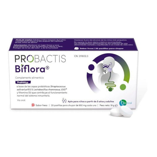 Probactis Biflora Suplemento Alimentar Mastigável Morango 30 unid.