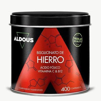 Aldous Bio Fer 28 mg + Vitamine C, B12 et Acide Folique 400 comprimés