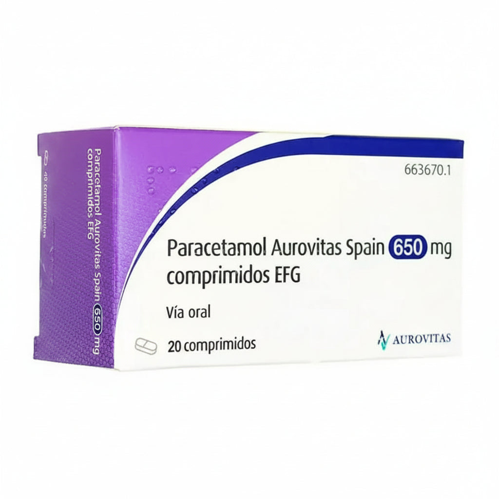 Paracetamol Aurovitas Spain EFG 650 mg 20 Comprimidos