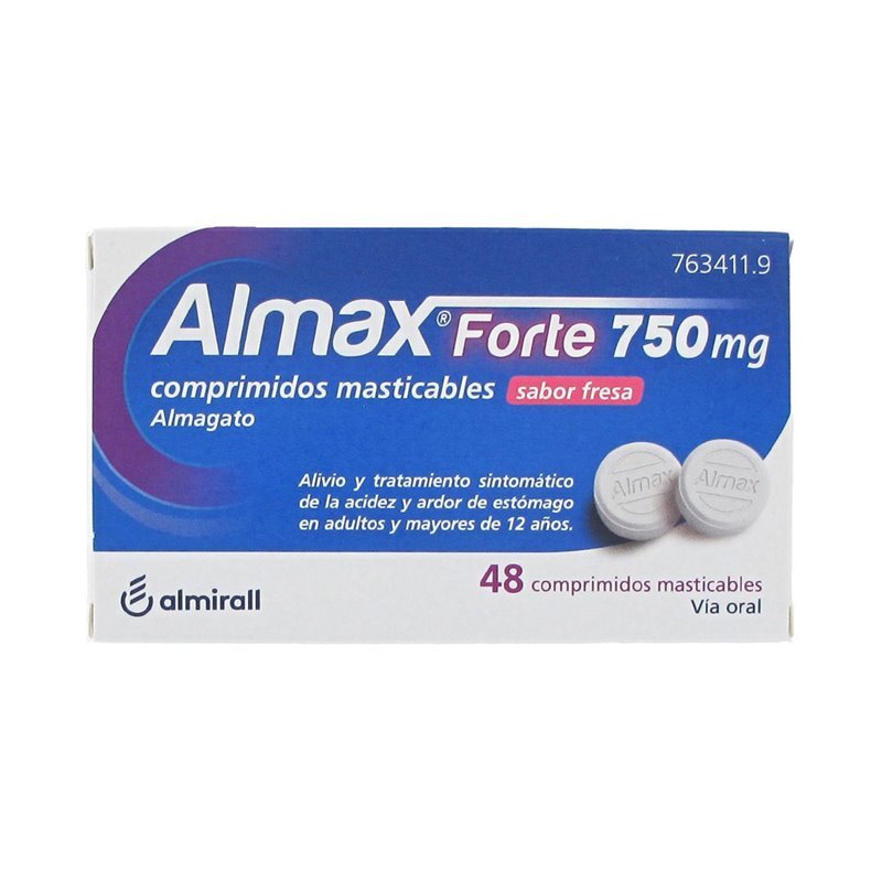 Almax Forte 750 mg 48 Comprimidos Masticables Sabor Fresa