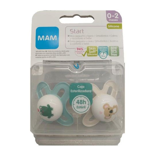 Sucette MAM Start en silicone 0-2 mois Grenouille Ours 2 unités