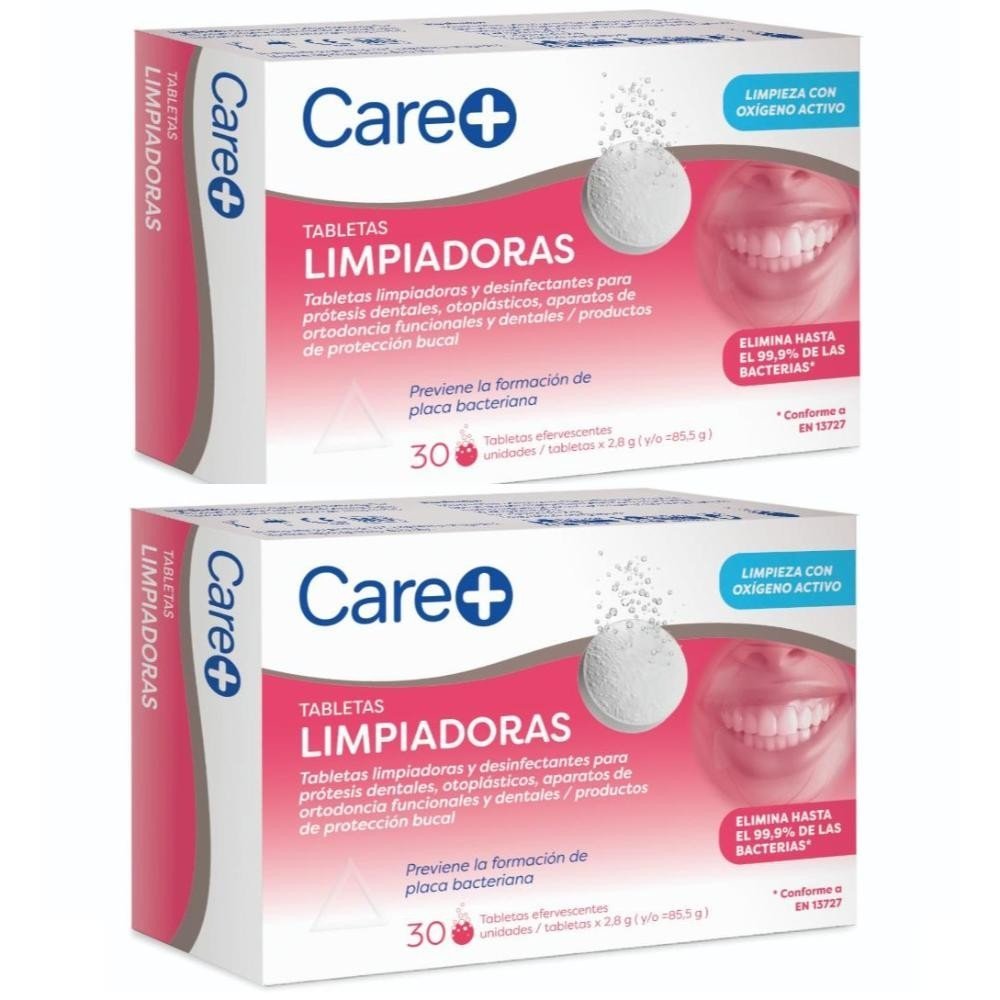 CARE+ Tabletas Limpiadoras Dentaduras Postizas 2x30uds【PACK AHORRO】-1
