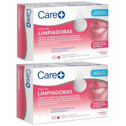 CARE+ Tabletas Limpiadoras Dentaduras Postizas 2x30uds【PACK AHORRO】-1