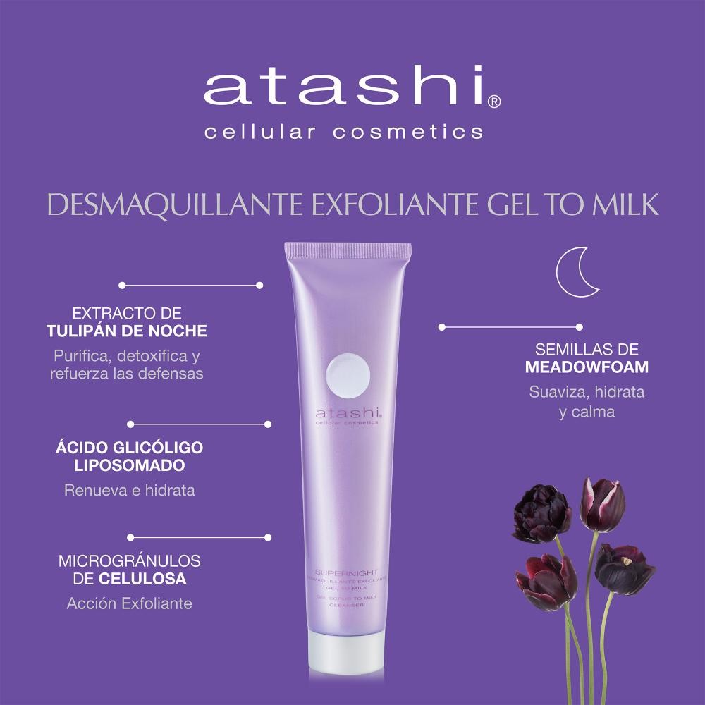 ATASHI Supernight Desmaquillante Exfoliante Gel-Leche 75 ml-4