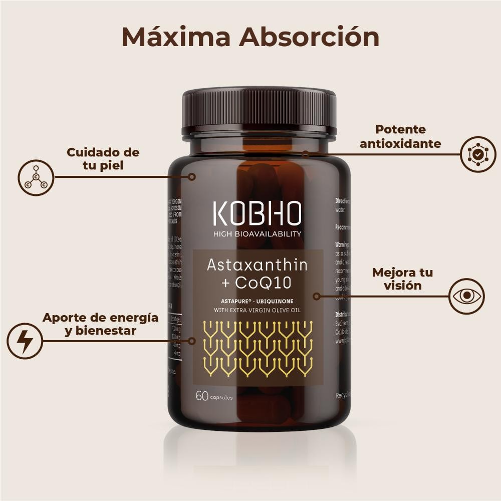 Kobho Labs Astaxantina + CoQ10 60 Cápsulas-5