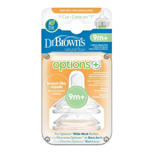 Options de tétines à large ouverture DR. BROWN'S Plus coupe en Y +9 mois 2 unités