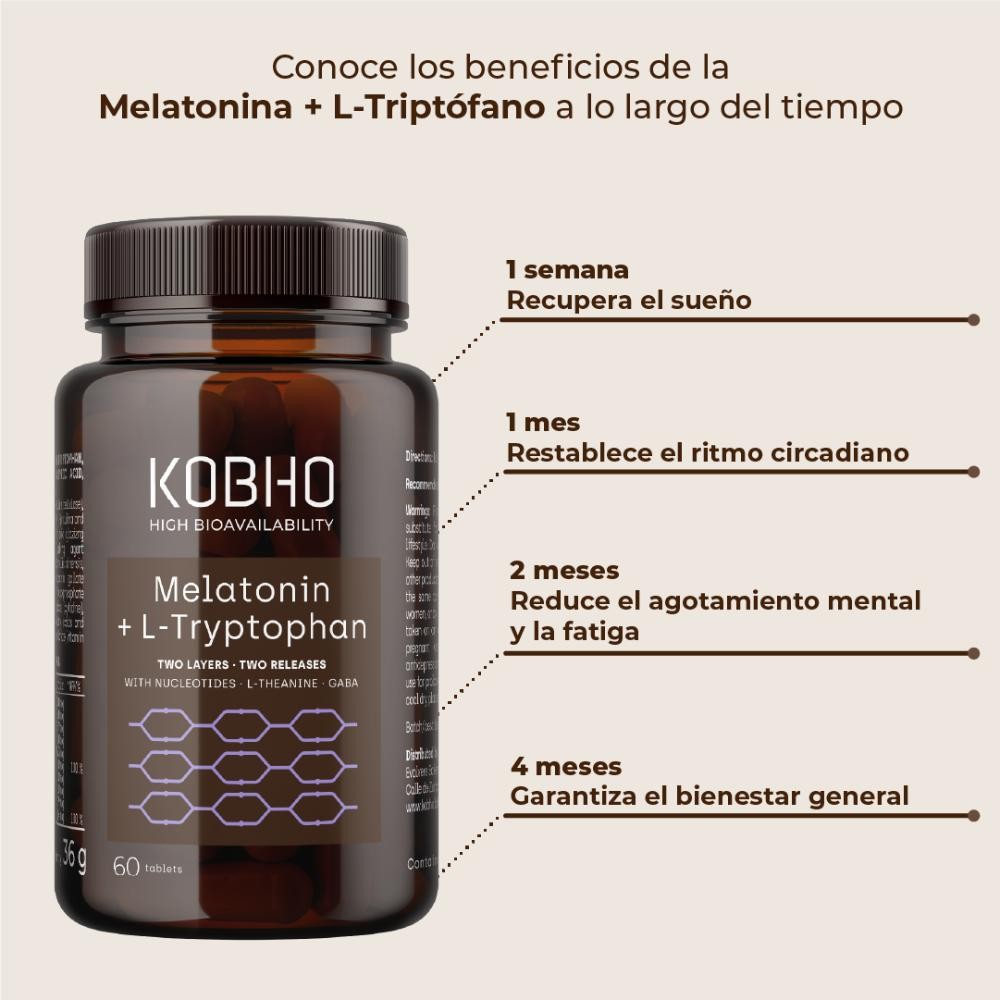Kobho Labs Melatonina + L-Triptófano 60 Comprimidos-3