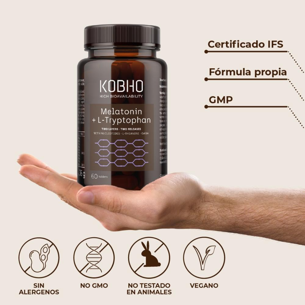 Kobho Labs Melatonina + L-Triptófano 60 Comprimidos-6