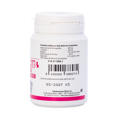 ANA MARÍA LAJUSTICIA Triptófano Plus Ashwagandha Rhodiola y Magnesio 60 Comprimidos