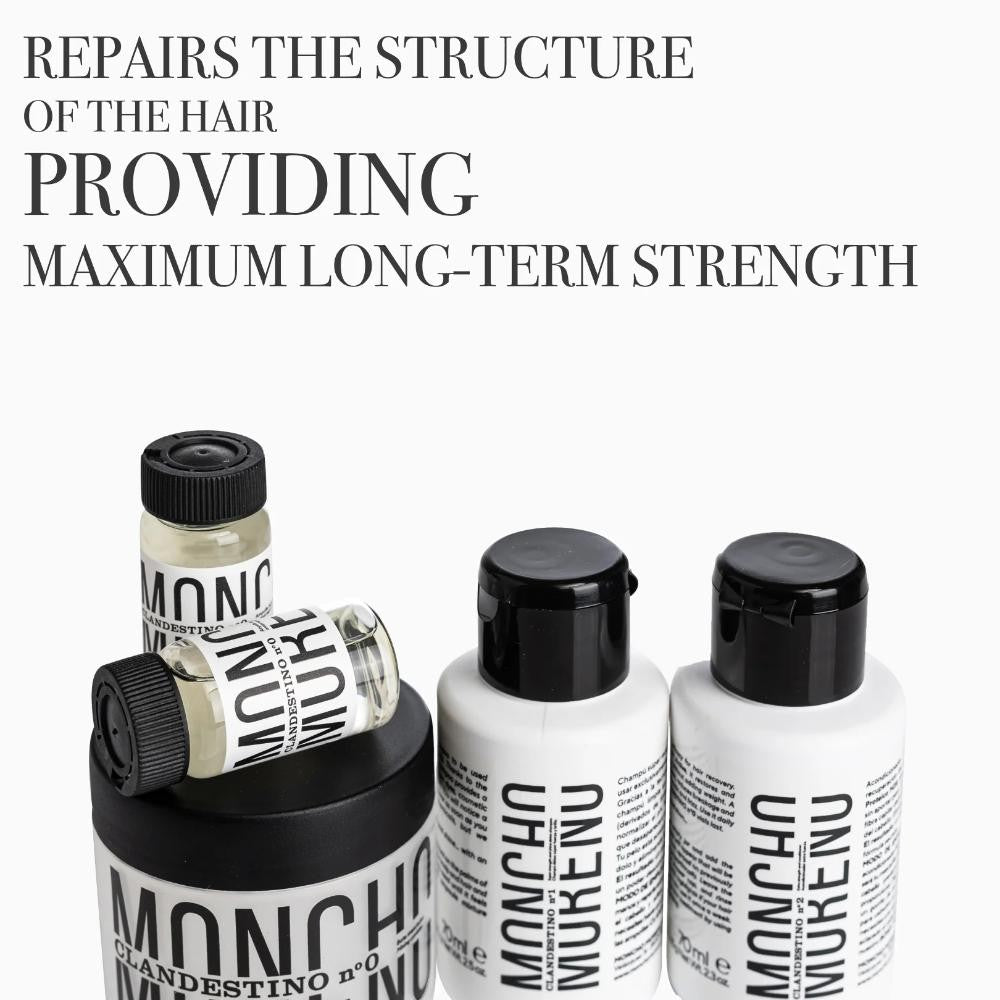Moncho Moreno Pack Clandestino Profesional 2 Ampollas + Champú 70 ml + Acondicionador 70 ml-4