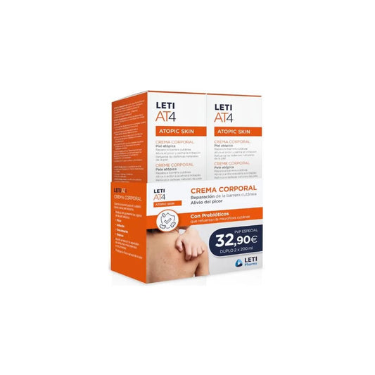 LETI AT4 Crema Corporal Piel Atópica Duplo 2x200 ml-1