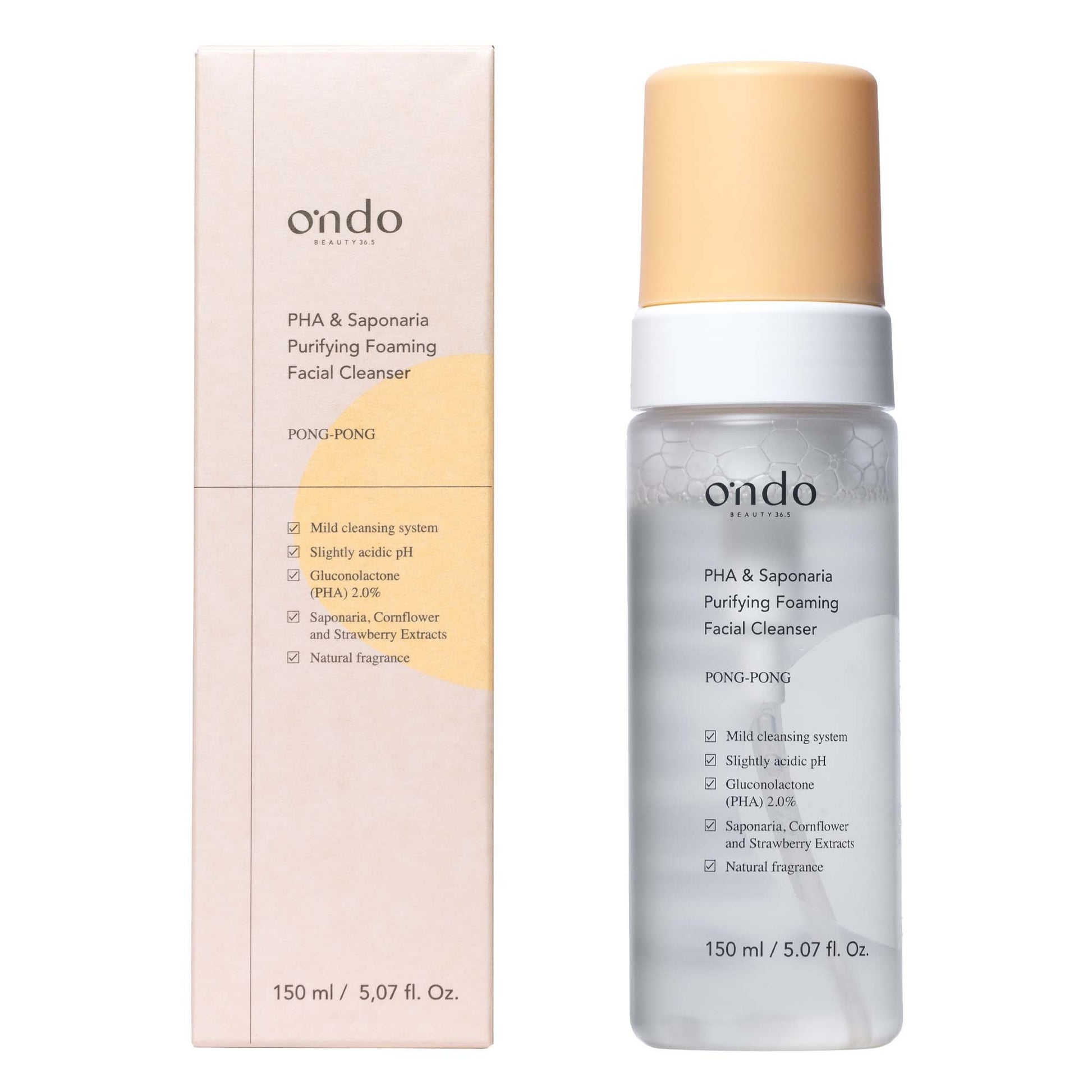 Ondo Beauty 36.5 PHA & Saponaria Purifying Foaming Cleanser 150 ml-2