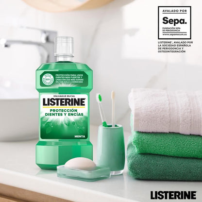 LISTERINE Dientes y Encías Enjuague Bucal Sabor Menta 500ml + 250ml GRATIS-4