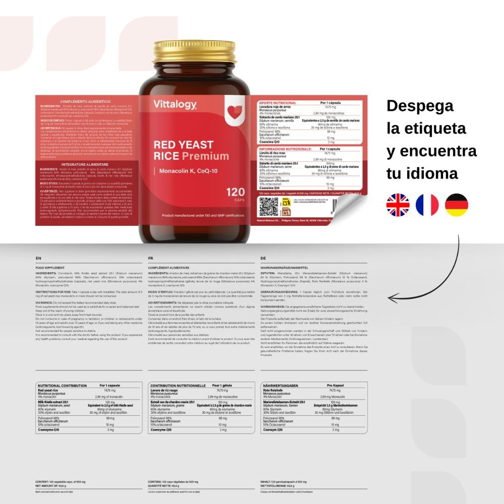 Vittalogy Levadura de Arroz Rojo Red Yeast Rice Premium 120 Cápsulas-7