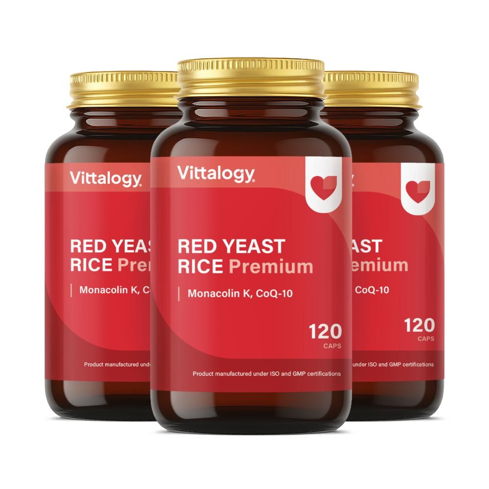 Vittalogy Levadura de Arroz Rojo Red Yeast Rice Premium 3x120 Cápsulas【PACK AHORRO】-1