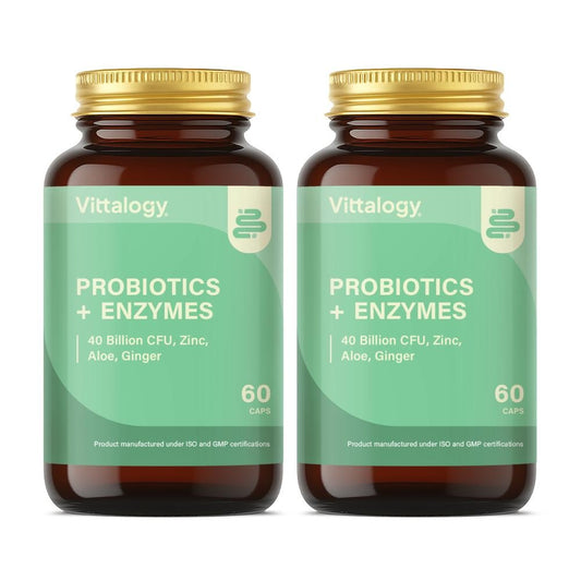 Vittalogy Probiotics + Enzymes 2x60 Comprimidos【PACK AHORRO】-1