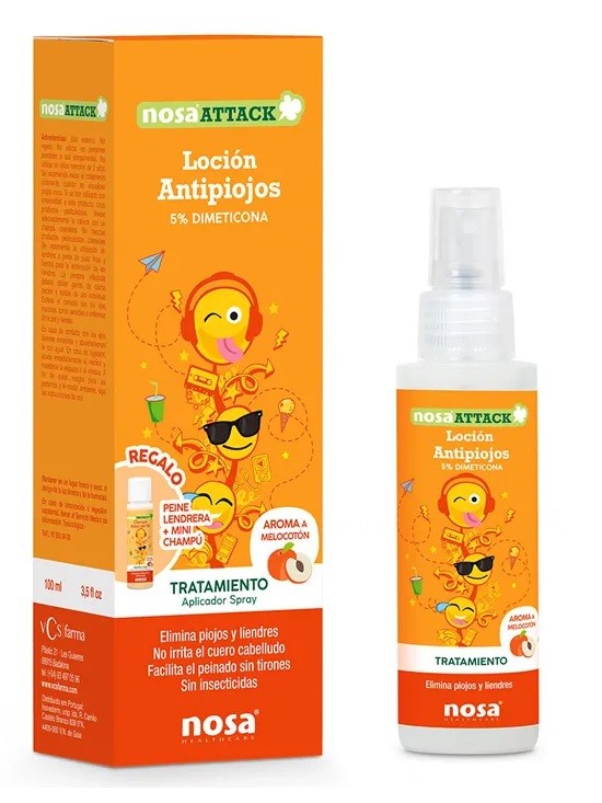 NOSA Attack Lotion Anti-Poux 5% Diméthicone Arôme Pêche 100ml