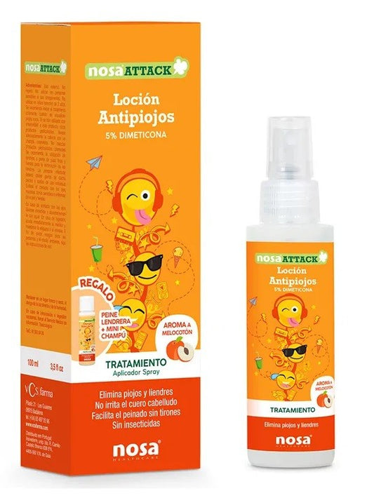 NOSA Attack Lotion Anti-Poux 5% Diméthicone Arôme Pêche 100ml